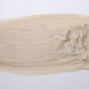 KM HAIR 5pc Clip-In Extensions - Platinum RA (Platinum Blonde) - Image 2